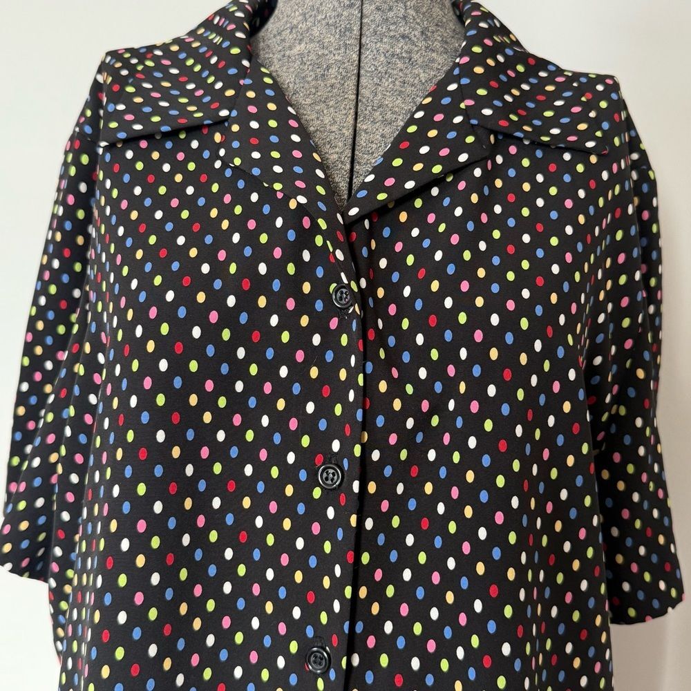 Colorful Vintage Leslie Fay Haberdashery Polka Dot Button-Up Top | Size 12 - Picture 2 of 9